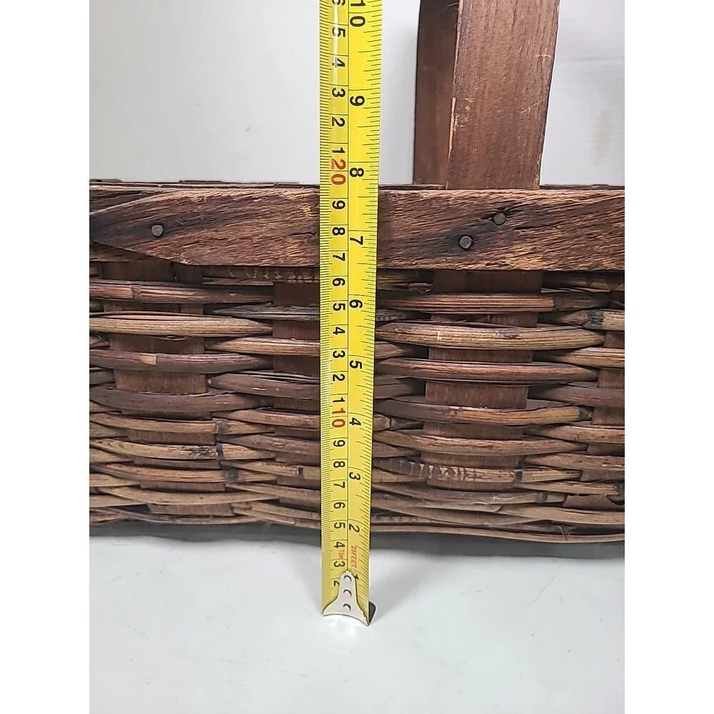 Antique American Huge Woven Handmade Gathering Basket 23x13x8 W/handle!